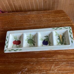 Certified International Ceramic Relish Tray with Vegetable Motif